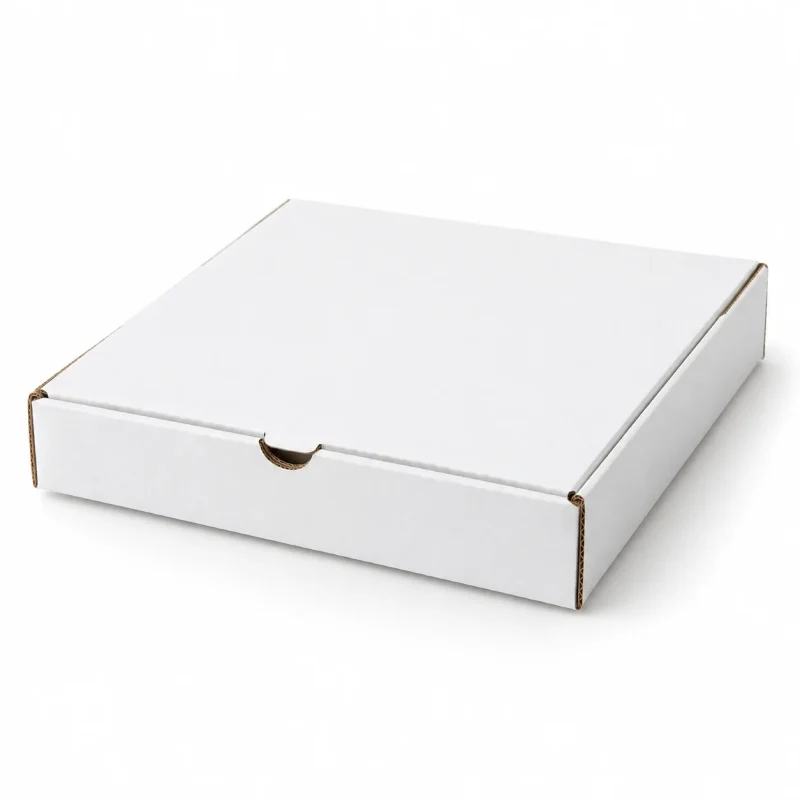 10 Inch White Pizza Box - Closed Angle